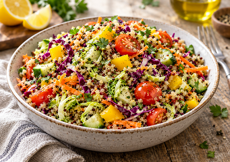 Z Rainbow Quinoa Salad with Lemon Dressing