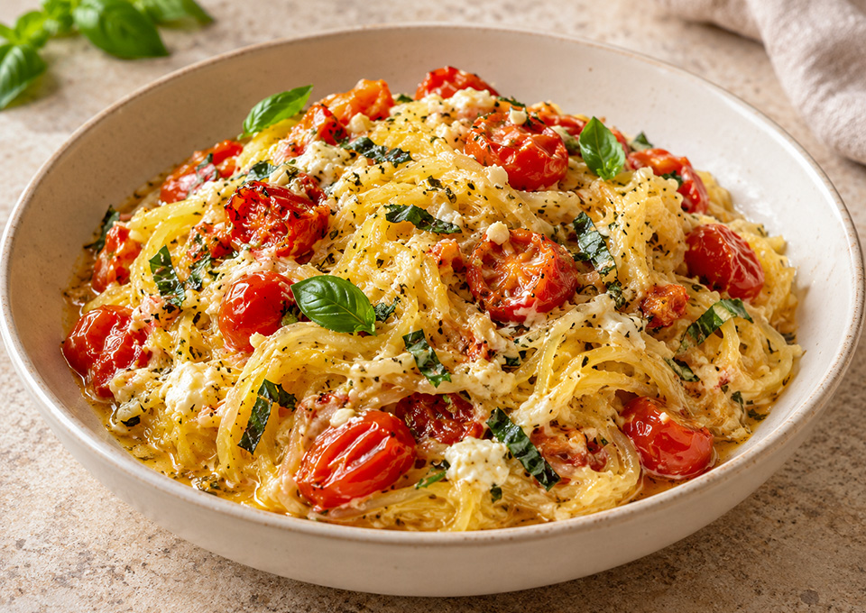 Z Creamy Spaghetti Squash with Tomato & Goat Cheese