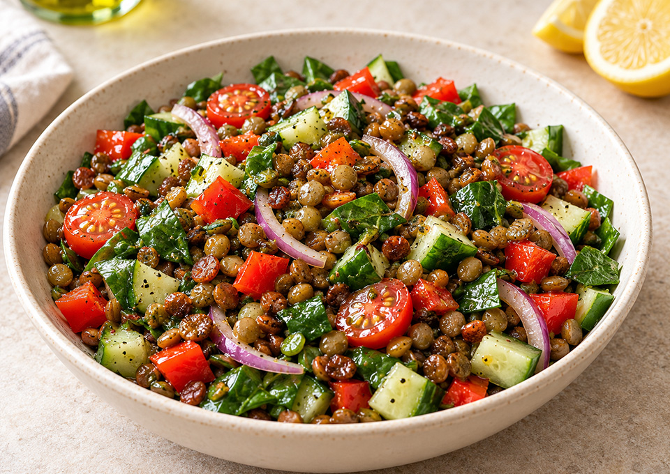 Z Lentil Salad with Vegetables and Lemon