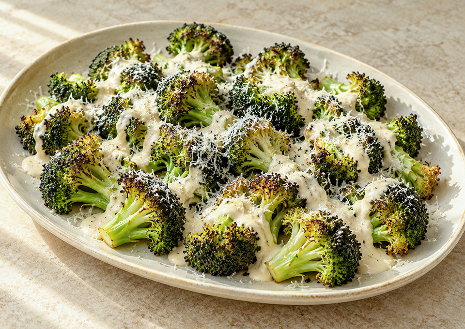 Z Roasted Broccoli with Creamy Tahini-Yogurt Sauce